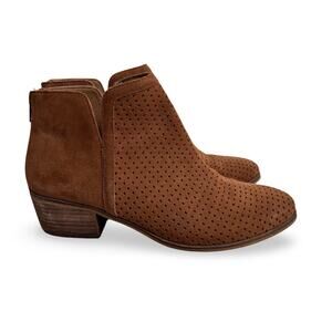 Susina Blakey Brown Suede Leather Perforated Ankle Booties – Size 7.5 M